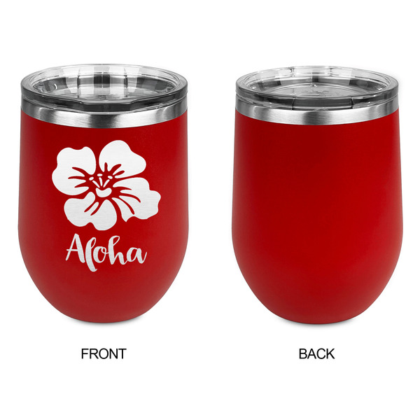 Preppy Hibiscus Stainless Wine Tumblers - Red - Single Sided - Approval