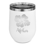 Preppy Hibiscus Stemless Stainless Steel Wine Tumbler - White - Double Sided (Personalized)