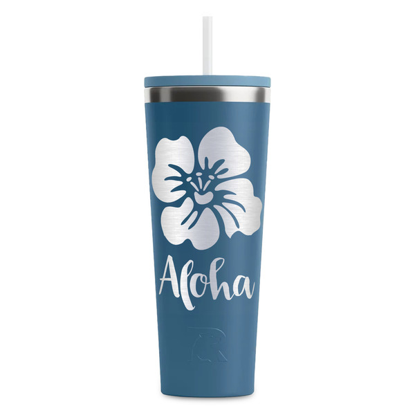 Custom Preppy Hibiscus RTIC Everyday Tumbler with Straw - 28oz (Personalized)
