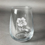 Preppy Hibiscus Stemless Wine Glass (Single) (Personalized)