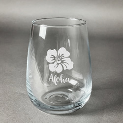 Preppy Hibiscus Stemless Wine Glass (Single) (Personalized)