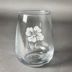Preppy Hibiscus Stemless Wine Glass (Single) (Personalized)