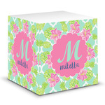 Preppy Hibiscus Sticky Note Cube (Personalized)