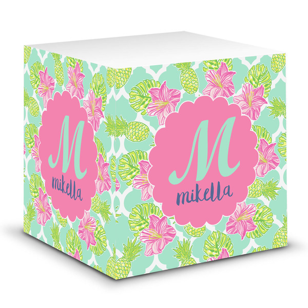 Custom Preppy Hibiscus Sticky Note Cube (Personalized)