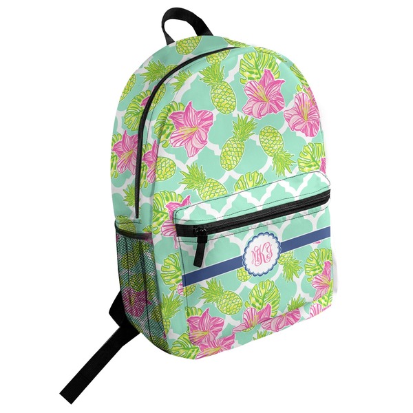 Custom Preppy Hibiscus Student Backpack (Personalized)
