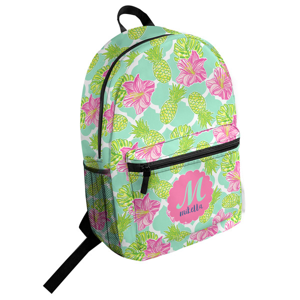 Custom Preppy Hibiscus Student Backpack (Personalized)
