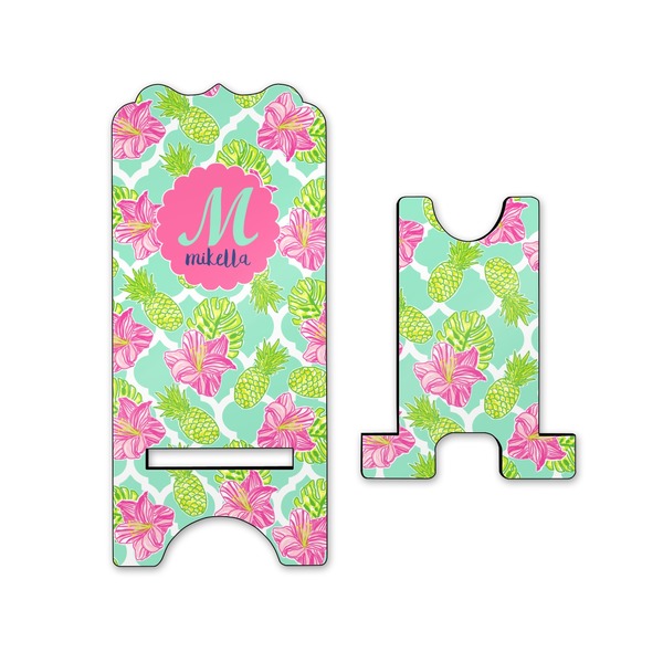 Preppy Hibiscus Stylized Phone Stand - Front & Back - Small