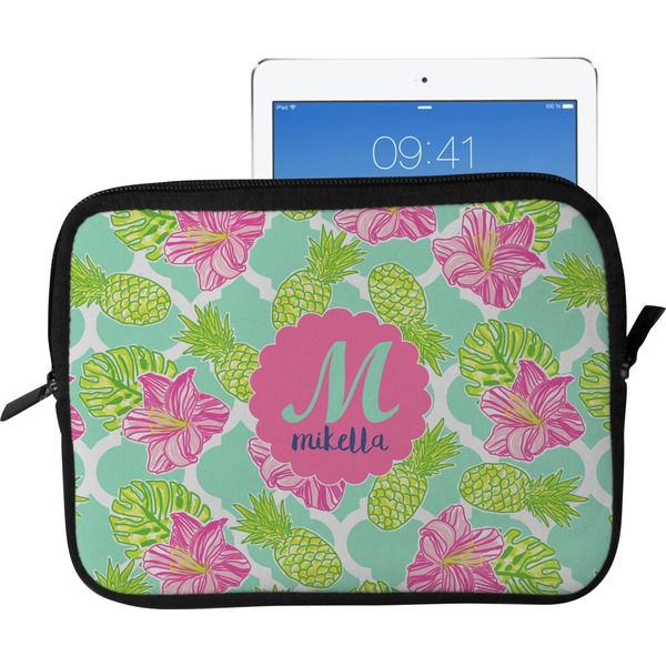 Custom Preppy Hibiscus Tablet Case / Sleeve - Large (Personalized)