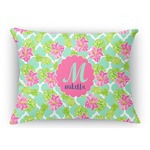 Preppy Hibiscus Rectangular Throw Pillow Case - 12"x18" (Personalized)