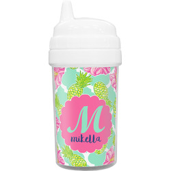 Preppy Hibiscus Toddler Sippy Cup (Personalized)