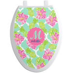 Preppy Hibiscus Toilet Seat Decal - Elongated (Personalized)
