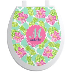 Preppy Hibiscus Toilet Seat Decal - Round (Personalized)