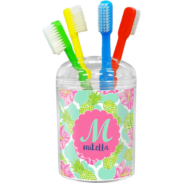 Custom Preppy Hibiscus Toothbrush Holder (Personalized)