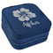 Preppy Hibiscus Travel Jewelry Boxes - Leather - Navy Blue - Angled View