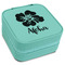 Preppy Hibiscus Travel Jewelry Boxes - Leatherette - Teal - Angled View