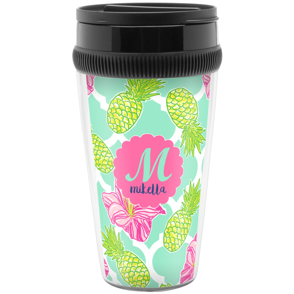 Custom Preppy Hibiscus Acrylic Travel Mug without Handle (Personalized)