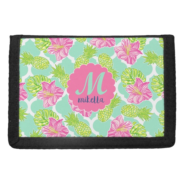 Custom Preppy Hibiscus Trifold Wallet (Personalized)