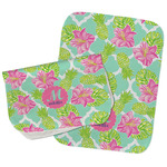 Preppy Hibiscus Burp Cloths - Fleece - Set of 2 w/ Name and Initial