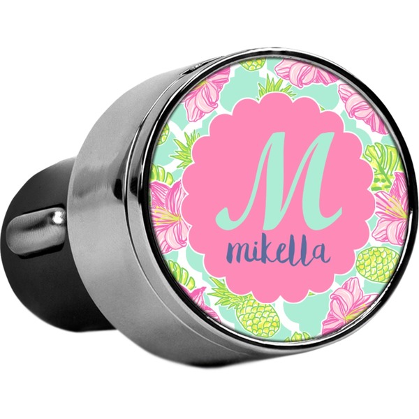 Custom Preppy Hibiscus USB Car Charger (Personalized)