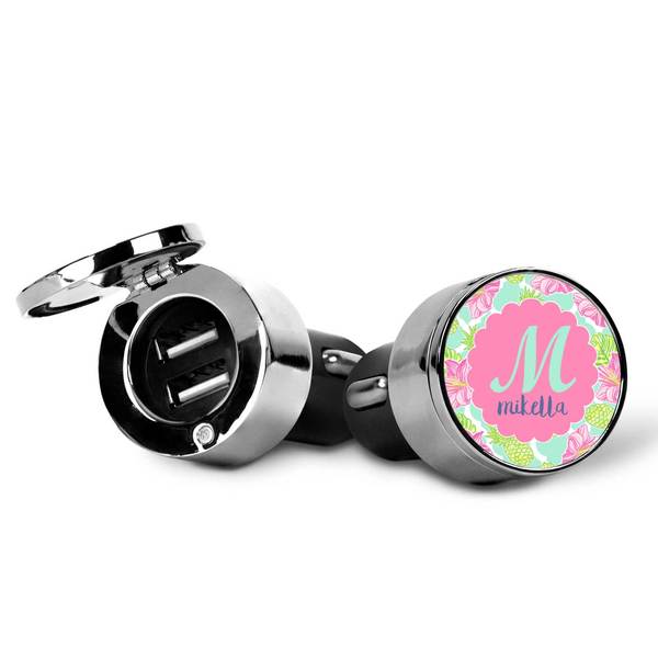 Preppy Hibiscus USB Car Charger