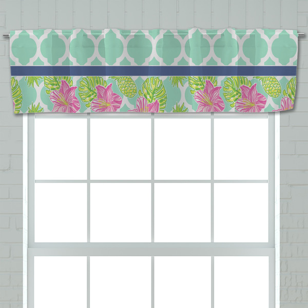 Preppy Hibiscus Valance - Closeup on window