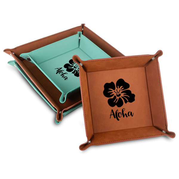 Custom Preppy Hibiscus Faux Leather Valet Tray (Personalized)