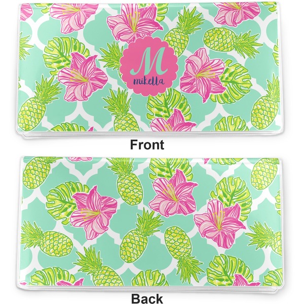 Preppy Hibiscus Vinyl Check Book Cover - Front and Back