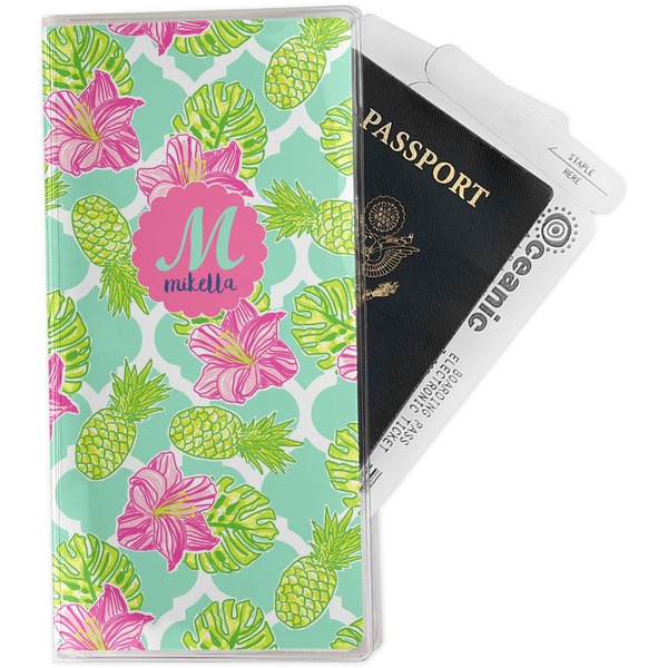 Custom Preppy Hibiscus Travel Document Holder