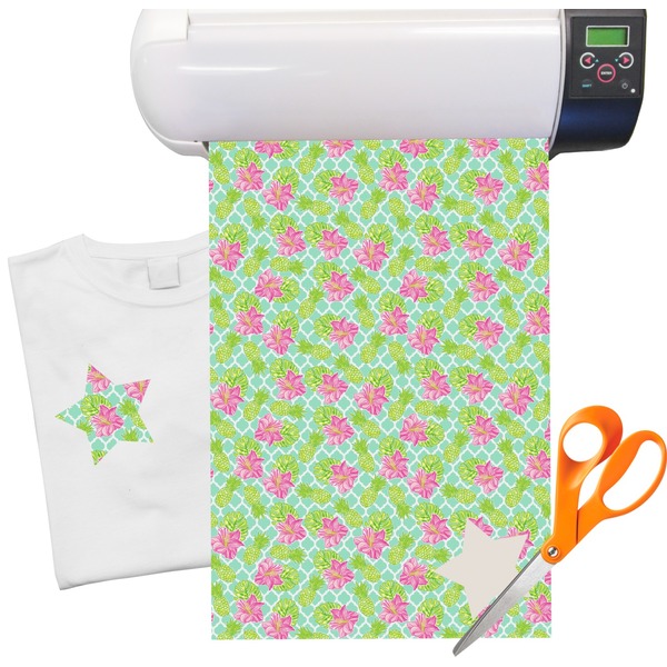 Custom Preppy Hibiscus Heat Transfer Vinyl Sheet (12"x18")
