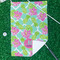 Preppy Hibiscus Waffle Weave Golf Towel - In Context