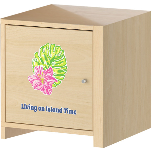 Preppy Hibiscus Wall Graphic on Wooden Cabinet