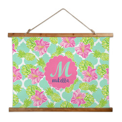 Preppy Hibiscus Wall Hanging Tapestry - Wide (Personalized)