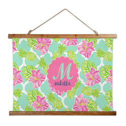 Preppy Hibiscus Wall Hanging Tapestry - Wide (Personalized)