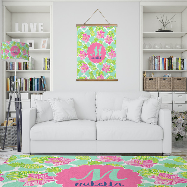 Preppy Hibiscus Wall Hanging Tapestry - Portrait - IN CONTEXT