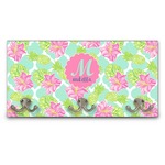 Preppy Hibiscus Wall Mounted Coat Rack (Personalized)