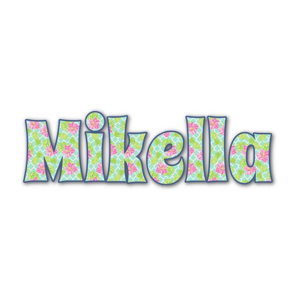 Custom Preppy Hibiscus Name/Text Decal - Large (Personalized)
