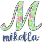 Preppy Hibiscus Name & Initial Decal - Up to 9"x9" (Personalized)