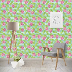Preppy Hibiscus Wallpaper & Surface Covering (Water Activated - Removable)