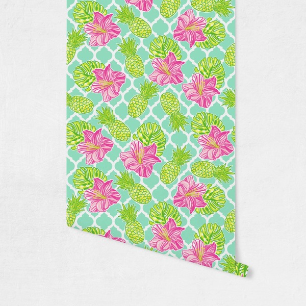 Preppy Hibiscus Wallpaper on Wall