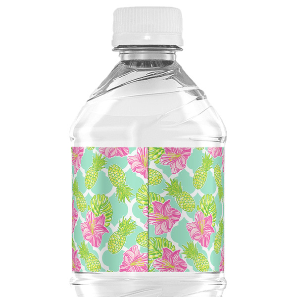 Preppy Hibiscus Water Bottle Label - Back View