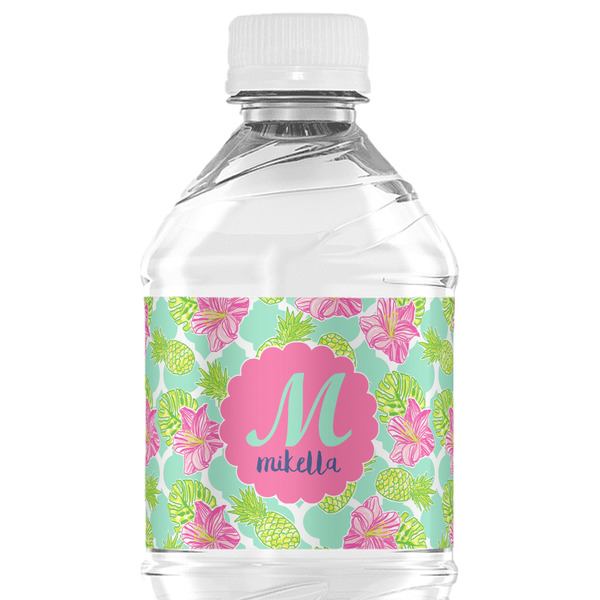Custom Preppy Hibiscus Water Bottle Labels - Custom Sized (Personalized)