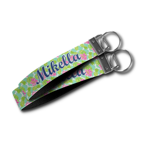 Preppy Hibiscus Webbing Keychain FOBs - Size Comparison
