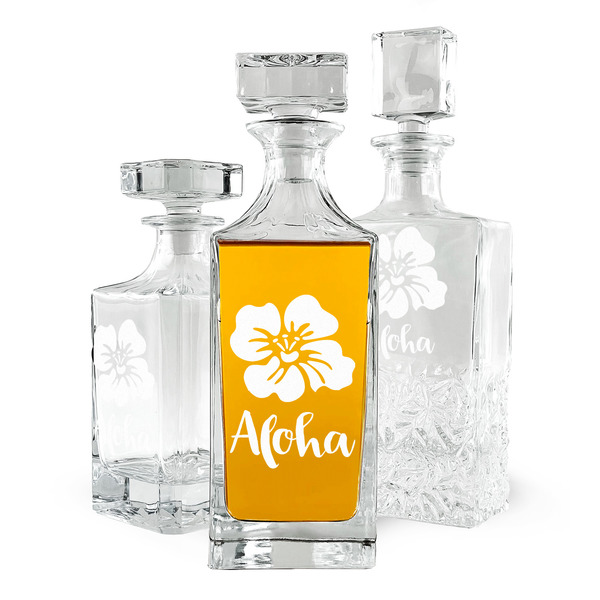 Custom Preppy Hibiscus Whiskey Decanter (Personalized)