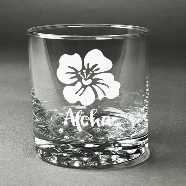 Custom Preppy Hibiscus Whiskey Glass - Engraved (Personalized)