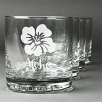 Preppy Hibiscus Whiskey Glasses (Set of 4) (Personalized)