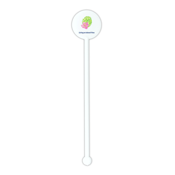 Preppy Hibiscus White Plastic 5.5" Stir Stick - Round - Single Stick