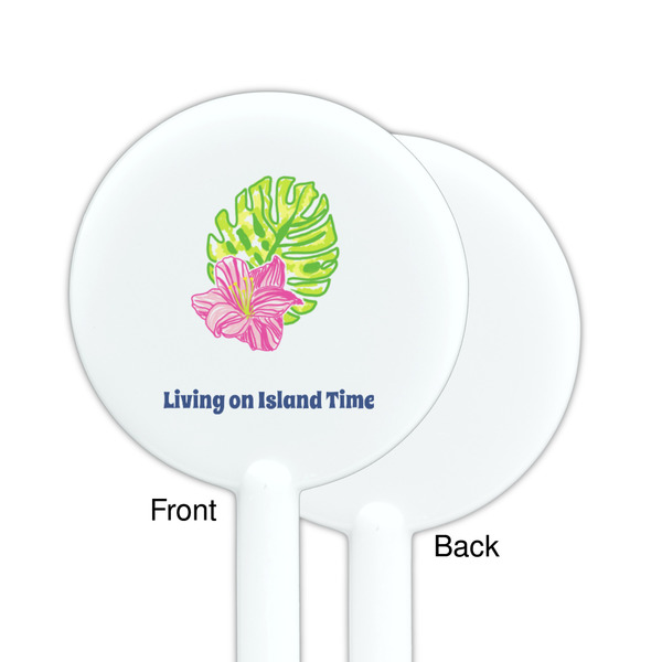Preppy Hibiscus White Plastic 5.5" Stir Stick - Single Sided - Round - Front & Back