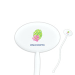 Preppy Hibiscus Oval Plastic Stir Sticks (Personalized)