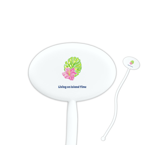 Custom Preppy Hibiscus Oval Plastic Stir Sticks (Personalized)