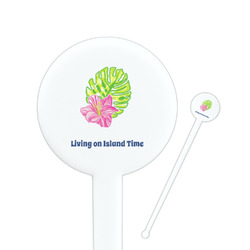 Preppy Hibiscus 7" Round Plastic Stir Sticks - White - Double Sided (Personalized)